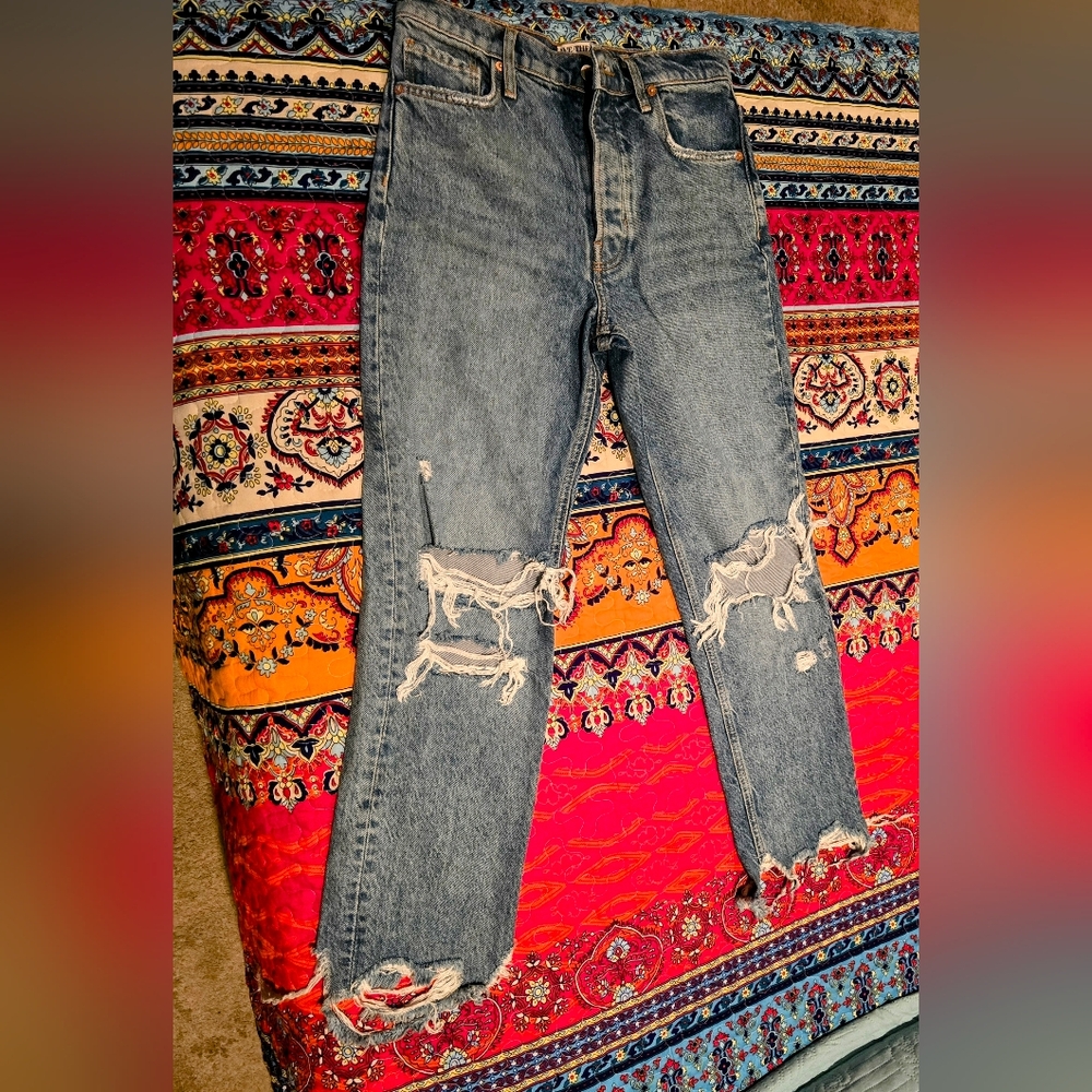 Free People Distressed Blue Womens Jeans Size 24 We The Free Denim Cutoffs